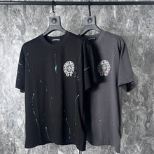 CHH Heart T Shirts Cross Leather Print Short Sleeve T-Shirt Loose