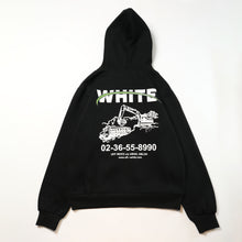 OW excavator letter pattern fleece hooded sweater