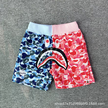 Bathing ape Bape Shorts Camo Alphabet Shark Straight Beach Pants