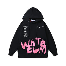 OW Graffiti Letter Arrow Pattern Hooded Sweater