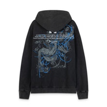OW oil painting portrait pattern washed water pullover hooded sweatshirt