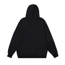 OW Yellow Letter Pattern Hooded Pullover Sweater