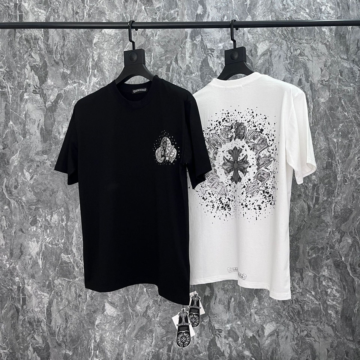 CHH Heart T Shirts Cross Print Short Sleeve T-Shirt Loose