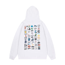 OW multi-LOGO pattern loose pullover hooded sweatshirt