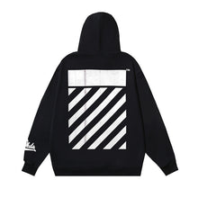 Autumn and winter OW big LOGO oblique stripe print pullover hooded sweater