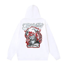 OW cartoon letter pattern print hooded sweater