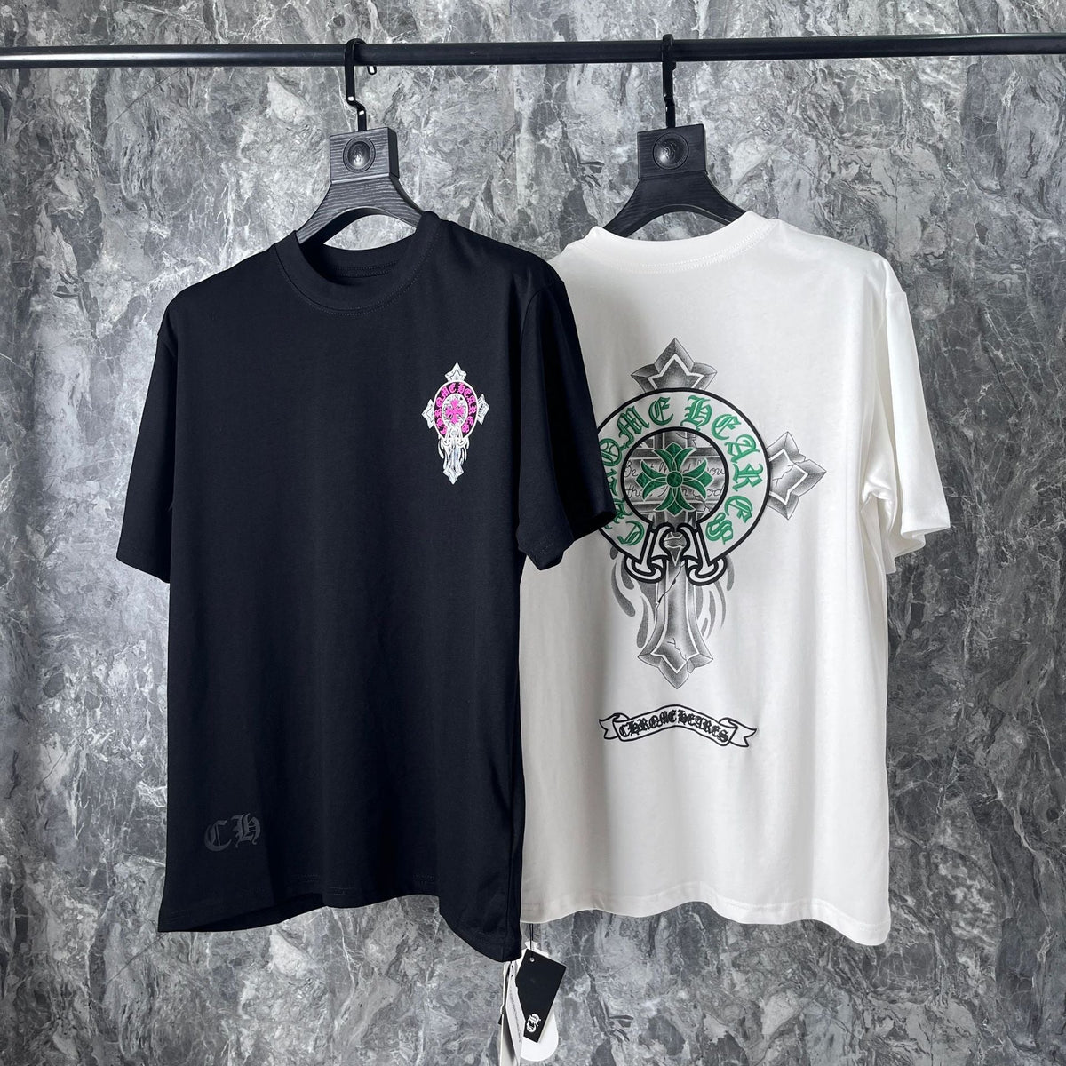 CHH Heart T Shirts Cross Horseshoe Printed Cotton Loose Casual T-Shirt