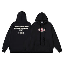 OW Black Crystal Letter Printed Pattern Hooded Sweater