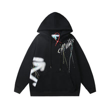 OW splashed ink arrow pattern sleeves fleece hooded sweater