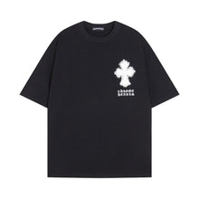 CHH Heart T Shirts Croix Cross Leather Printed Short Sleeve T-Shirt