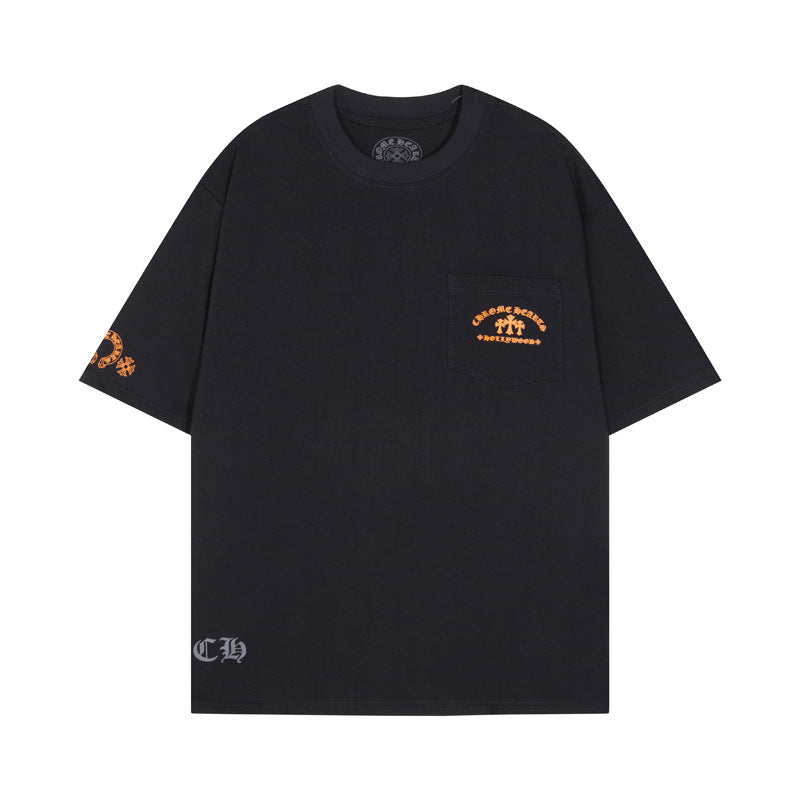 CHH Heart T Shirts CROW Summer Short Sleeve Embroidery Crew Neck Loose