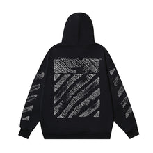 OW stylus oblique stripe print pullover hooded sweater