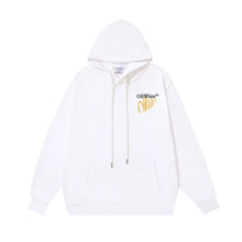 OW letter arrow print pattern pullover hooded sweater