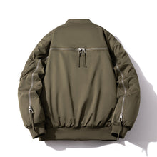 Mens Vintage Jackets Zip Baseball Collar Thermal Bomber Jacket