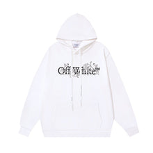OW floral logo pattern print hooded sweater