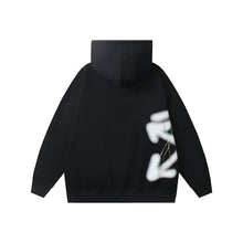 OW splashed ink arrow pattern sleeves fleece hooded sweater