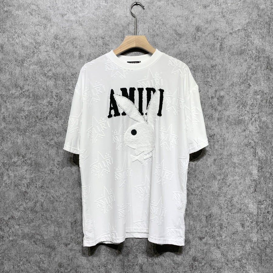 Amiri T Shirt Towel Embroidered Jacquard Casual round Neck Short Sleeve T-shirt