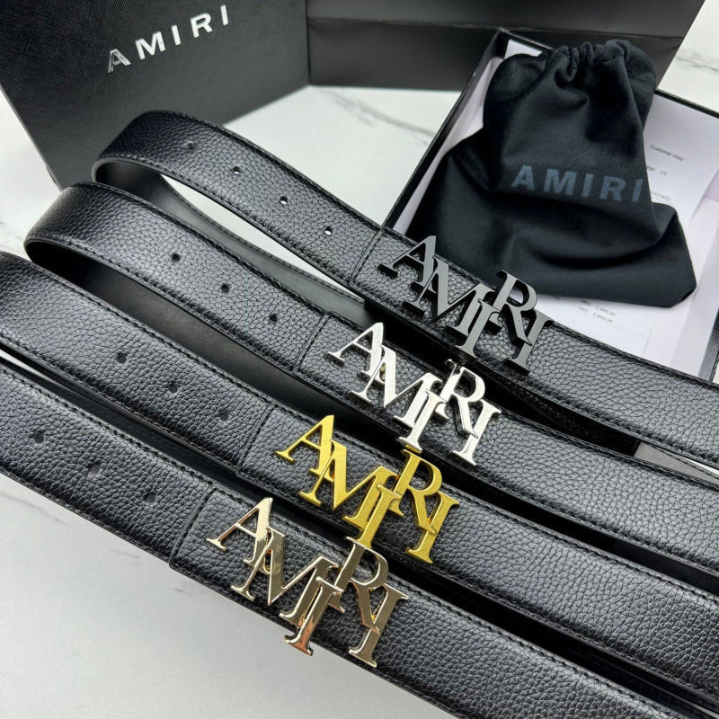 Amiri Belt Lychee Pattern Men's Fashion Neutral belt casual with jeans shipped with box