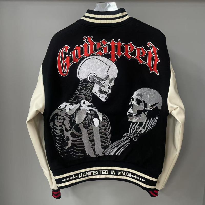 Godspeed Jacket Baseball Jersey Jacket Embroidered Loose Stand Up Collar