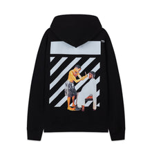 OW Black Barber Pattern Pullover Hooded Sweatshirt