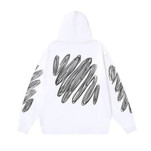 OW diagonal striped wavy line print hooded sweater