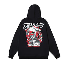 OW cartoon letter pattern print hooded sweater