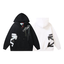 OW splashed ink arrow pattern sleeves fleece hooded sweater