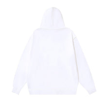 OW black character print pattern pullover hooded sweater