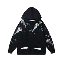 OW Ocean Jellyfish Arrow Pattern Hooded Sweater