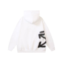 OW splashed ink arrow pattern sleeves fleece hooded sweater