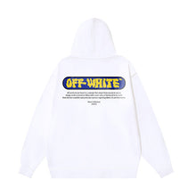 OW letter print pattern pullover hooded sweater
