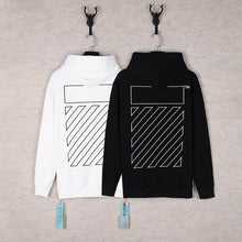 OW embroidered square arrow pattern hooded sweater