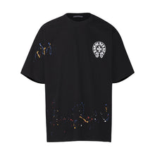 CHH Heart T Shirts Cross Leather Print Short Sleeve T-Shirt Loose