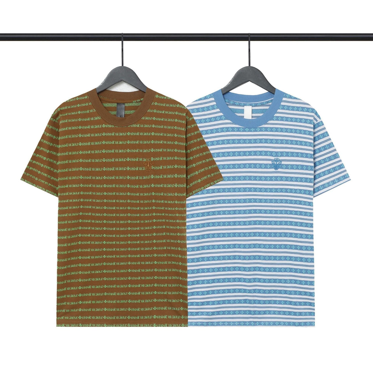 CHH Heart T Shirts Poison Home Stripe Jacquard Embroidery Short Sleeve Couple T-Shirt