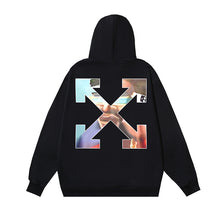OW Portrait Arrow Pattern Pullover Hooded Sweater