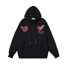 OW cartoon letter pattern print hooded sweater