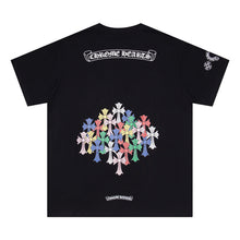 CHH Heart T Shirts Colorful Cross Flower Arm Short Sleeve