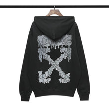 OFF Grey Melting Arrow Pattern Hooded Sweatshirt