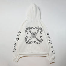OW cashew flower arrow pattern plus fleece hooded sweatshirt