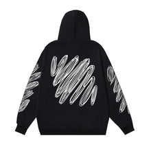OW diagonal striped wavy line print hooded sweater