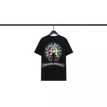 CHH  Heart T Shirts Crowe Scroll Heart Color Cross Print Crew Neck Short Sleeve