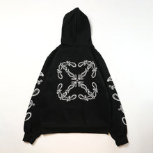 OW cashew flower arrow pattern plus fleece hooded sweatshirt