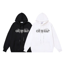 OW floral logo pattern print hooded sweater