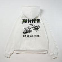 OW excavator letter pattern fleece hooded sweater