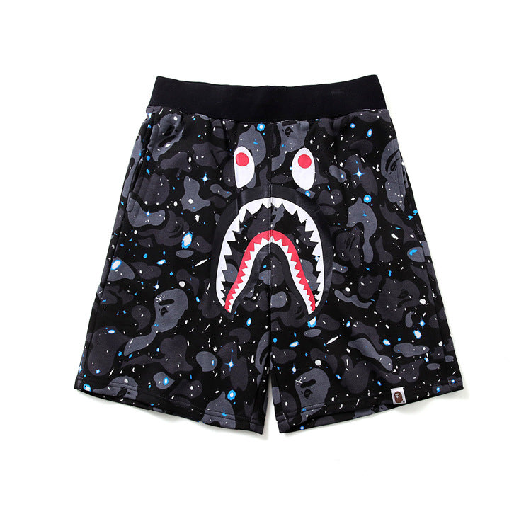 Bathing ape Bape Shorts Shark Head Luminous Shorts Straight Beach