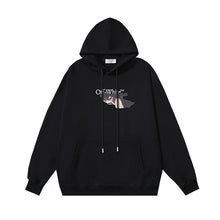 OW oil painting series arrow pattern pullover hooded sweater