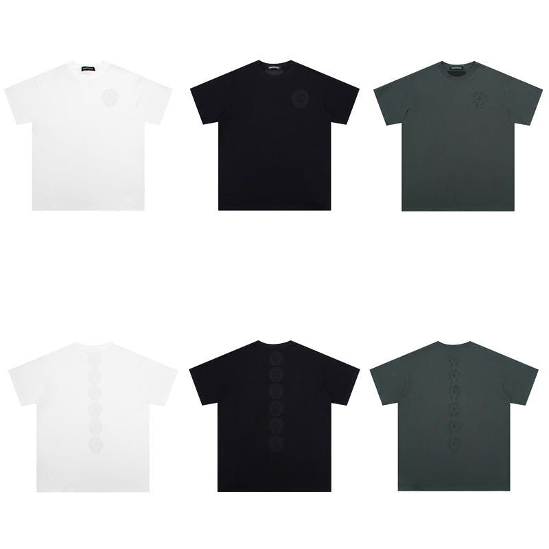CHH Heart T Shirts Crowe Cross Print Short Sleeve T-Shirt Loose