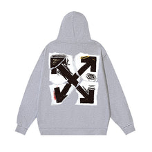 OW Broken Paper Arrow Pattern Pullover Hooded Sweater