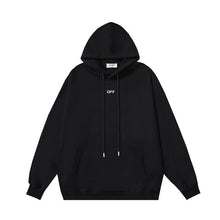 OW black character print pattern pullover hooded sweater