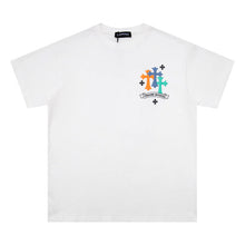 CHH Heart T Shirts Cross Leather Print Short Sleeve T-Shirt Loose